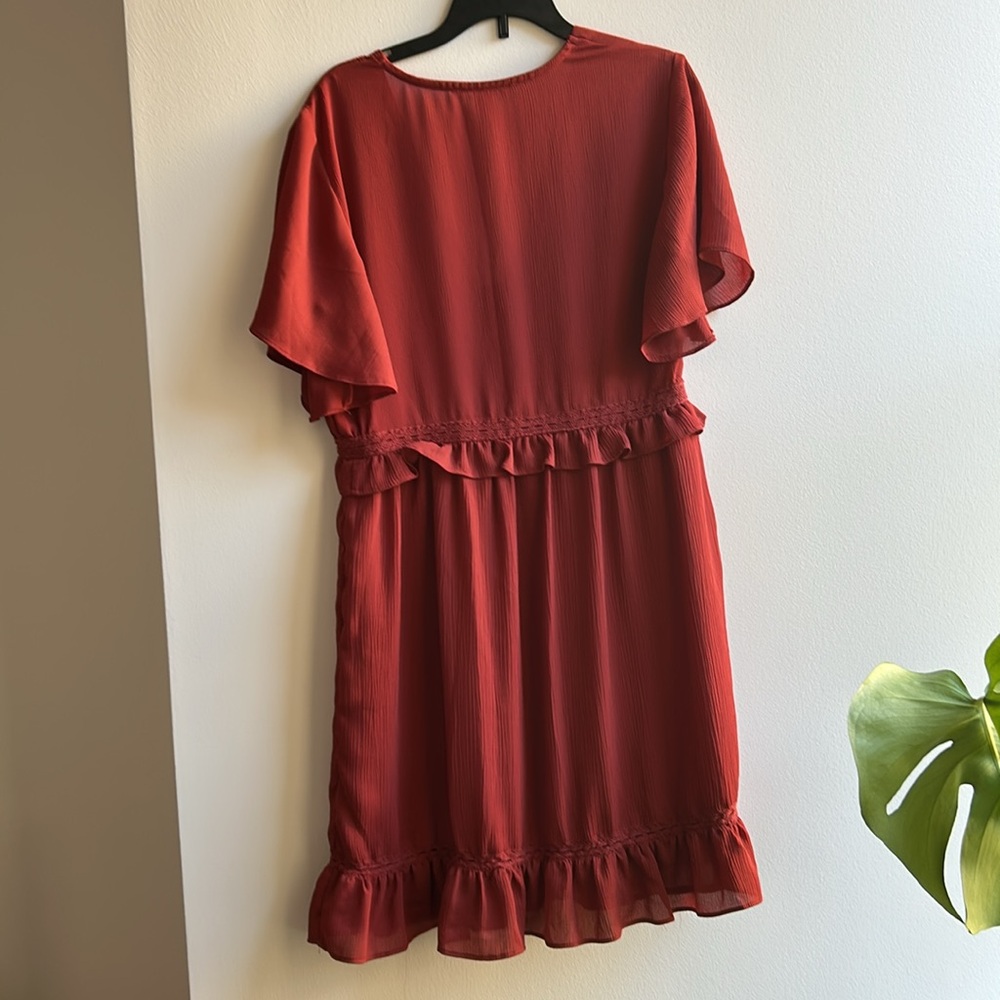 Miami Red Button-Down Ruffle Dress - Picture 2 of 5